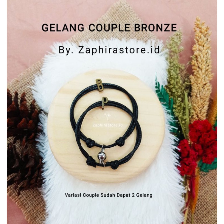 ZaphiraStore | 2pcs GELANG COUPLE BRONZE | GELANG INISIAL BRONZE