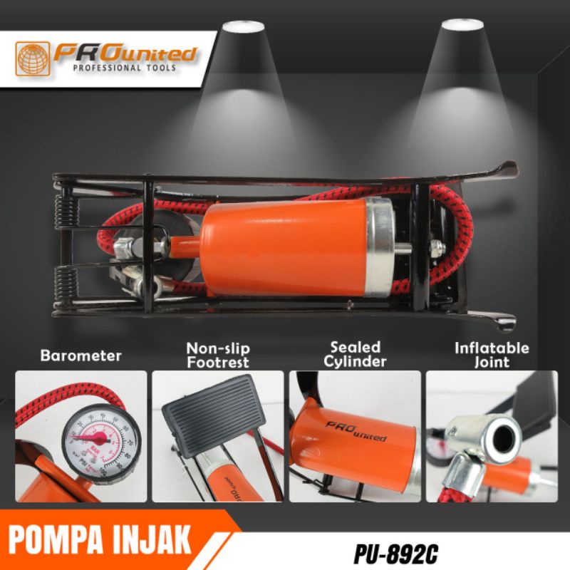 POMPA INJAK / POMPA SEPEDA / MOTOR / MOBIL PRO UNITED HEAVY DUTY