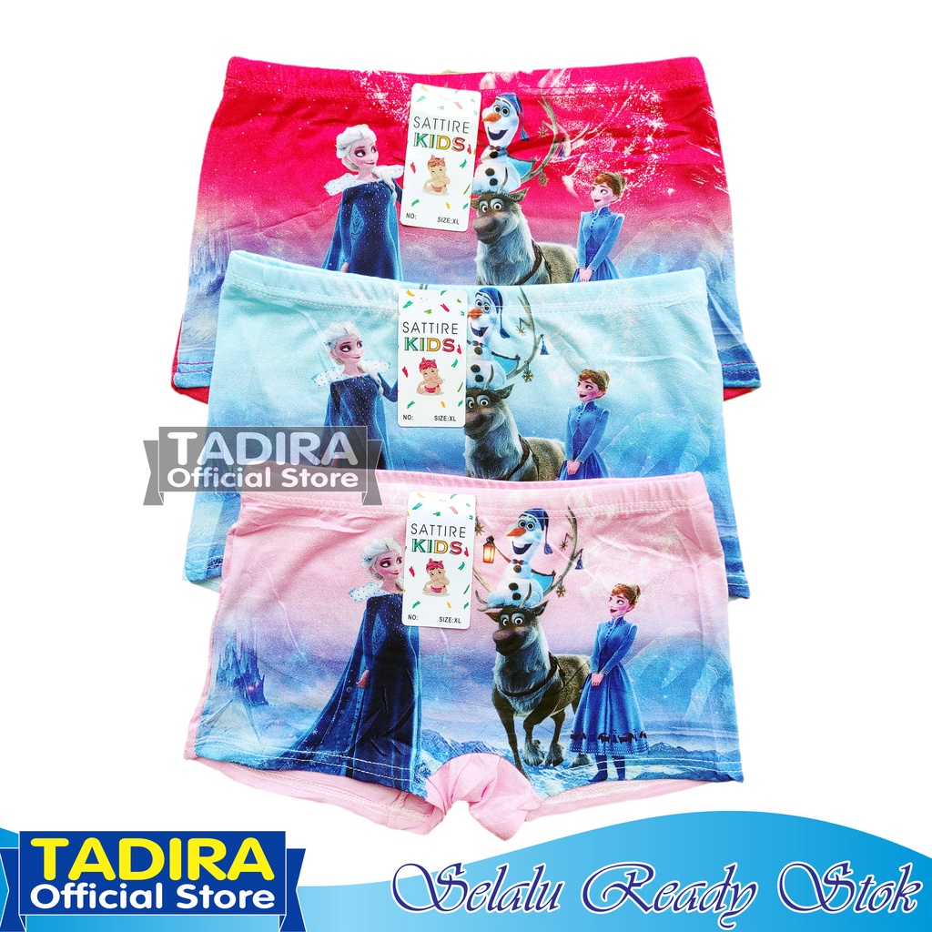 3 Pcs Celana Boxer Anak Perempuan Gambar Kartun Celana Dalam Anak Cewek Karakter Bahan Super Soft TADIRA