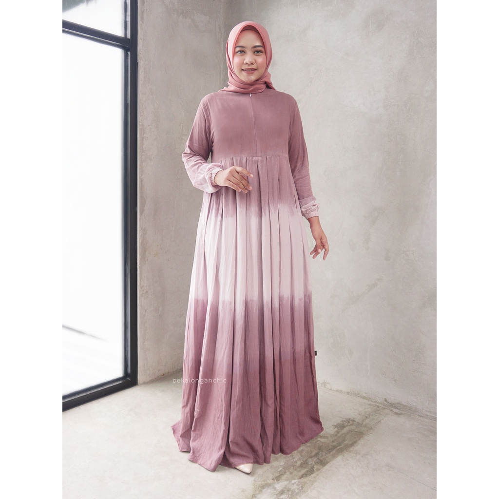 [BISA COD] GAMIS TIE DYE KEKINIAN / GAMIS KATUN RAYON / GAMIS TWILL ORI / GAMIS BUSUI-Dusty