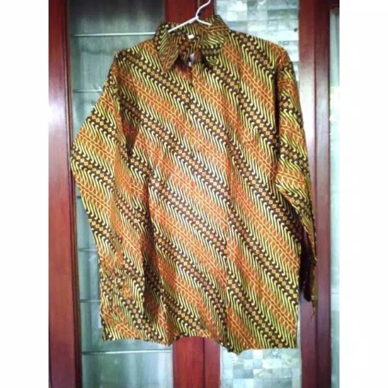 Baju Kemeja Batik Lurik List Gold Acara Lamaran Resepsi Kondangan