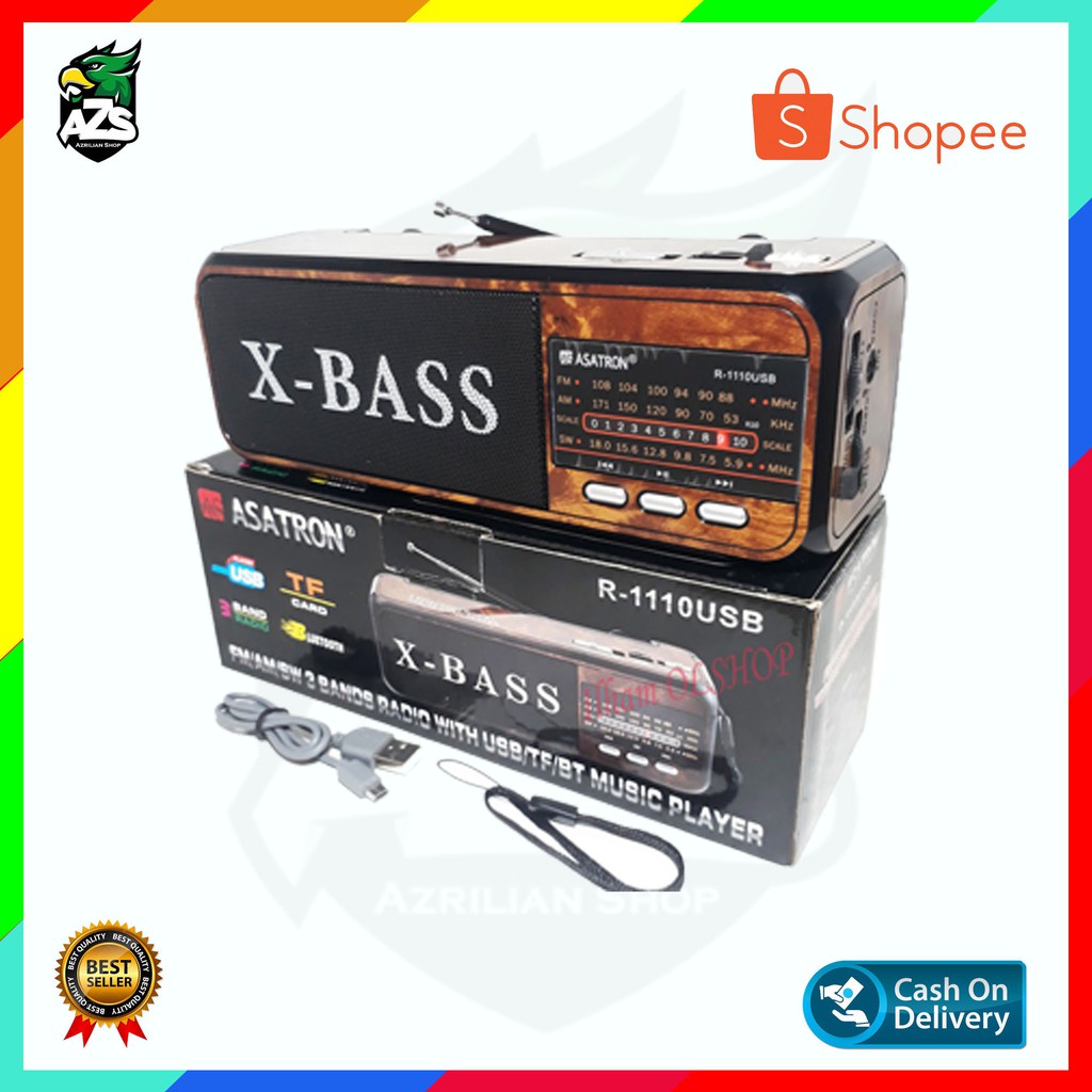 Speaker Asatron R 1110 Bluetooth + Radio AM-FM USB MP3 Player Suara Mantap