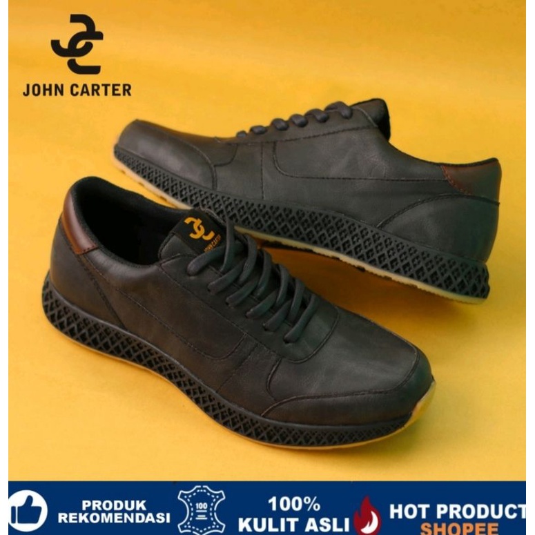 SEPATU SNEAKERS KULIT CASUAL ROVER BLACK ORIGINAL JOHN CARTER HANDMADE