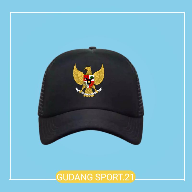 TOPI JARING TRUCKER HUT RI 77 INDONESIA LOGO GARUDA PANCASILA/TOPI KEMERDEKAAN/TOPI HUT RI