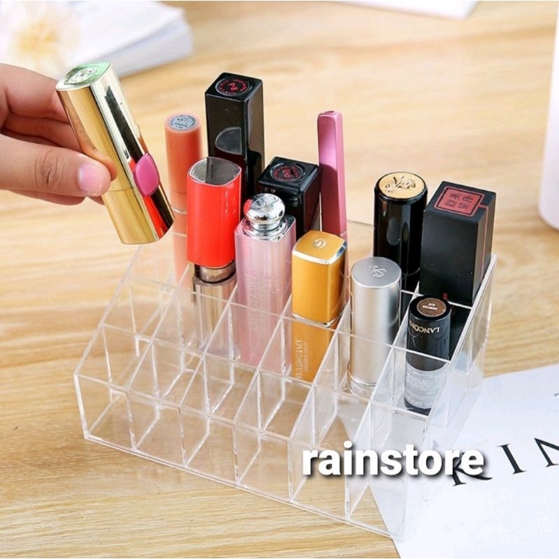 RAK TEMPAT LIPSTIK BAHAN ACRYLIC 24 slot