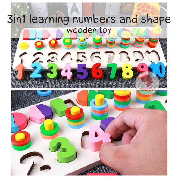 Zoetoys 3in1 Learning Numbers And Shape Fruit Wooden Toy | Papan Kayu Montessori Angka Bentuk Berhitung Digital Board Multifunction Wooden Fishing Logarithmic | Mainan Edukasi Anak | Cari Kado Natal