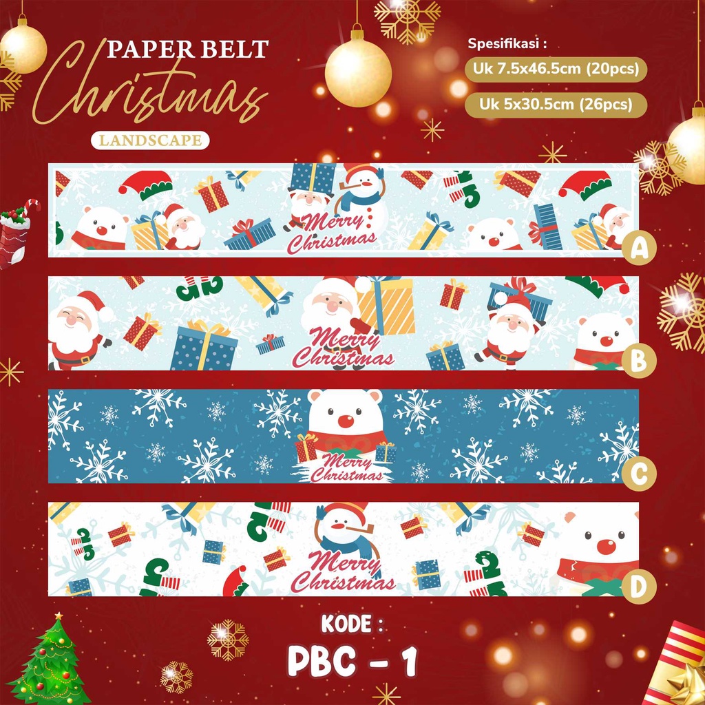 

26 PCS CHRISTMAS PAPER BELT LANDSCAPE BENTO RICE BOX TOPLES HAMPERS GOODIE BAG DUS PARCEL SOUVENIR NATAL