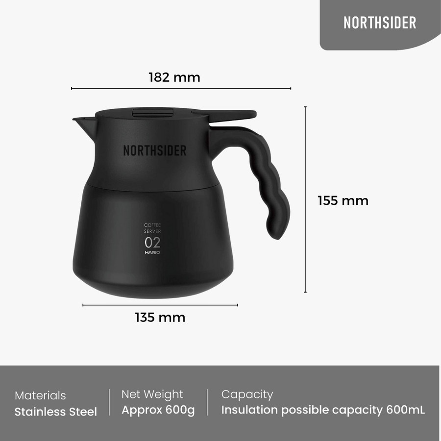 HARIO INSULATED STAINLESS STEEL COFFEE SERVER PLUS 600ML | SERVER KOPI