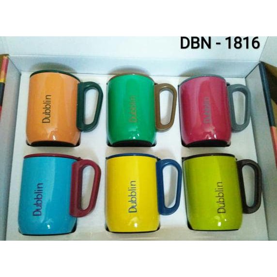 Gelas Stainless Dubblin 220 ml Tahan Panas Dingin isi 6pcs