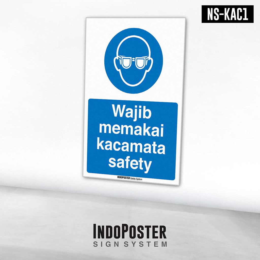 

Stiker Safety Sign Rambu K3 Wajib Memakai Kacamata Safety Glasses