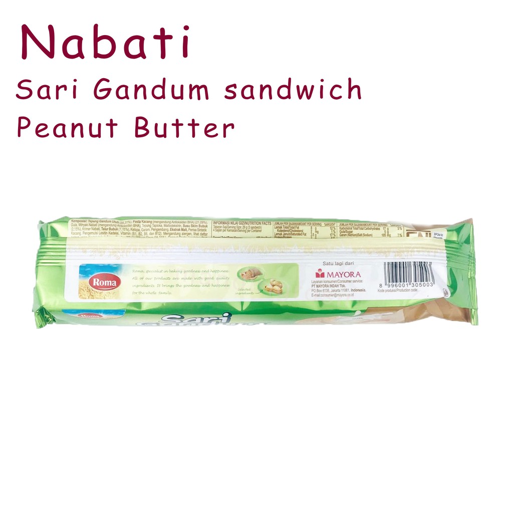 ROMA SARI GANDUM SANDWICH PEANUT BUTTER 108g