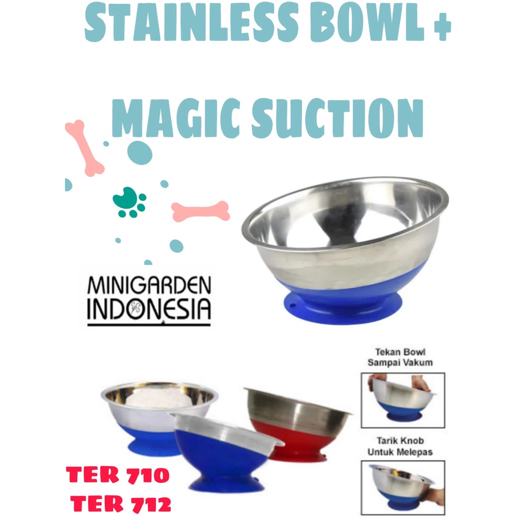 MANGKOK ANJING KUCING ANTI SLIP pet bowl stainless magic suction tempat makan minum anjing kucing