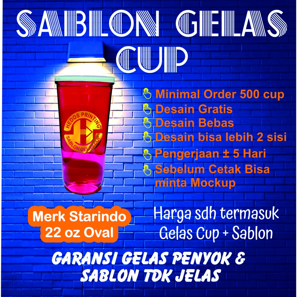 Sablon Cup Custom Oval 22oz 10gram Merk STARINDO
