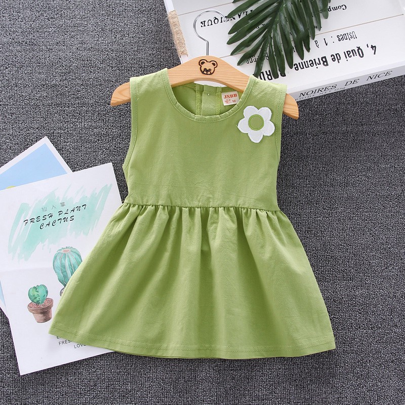Baju Dress Anak Perempuan Angel polos lengan pedek style kasual gaun bayi cewek import-2