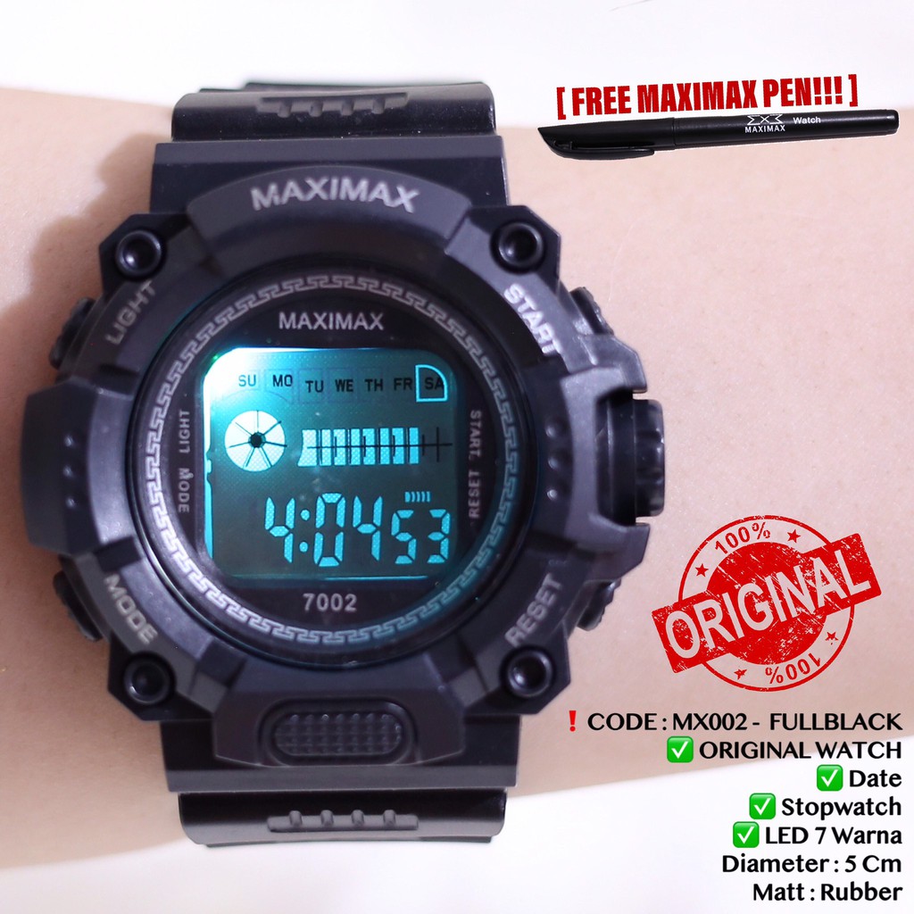 Jam tangan digital pria wanita FREE PUPLEN MAXIMAX model gshock LED watch MX7002