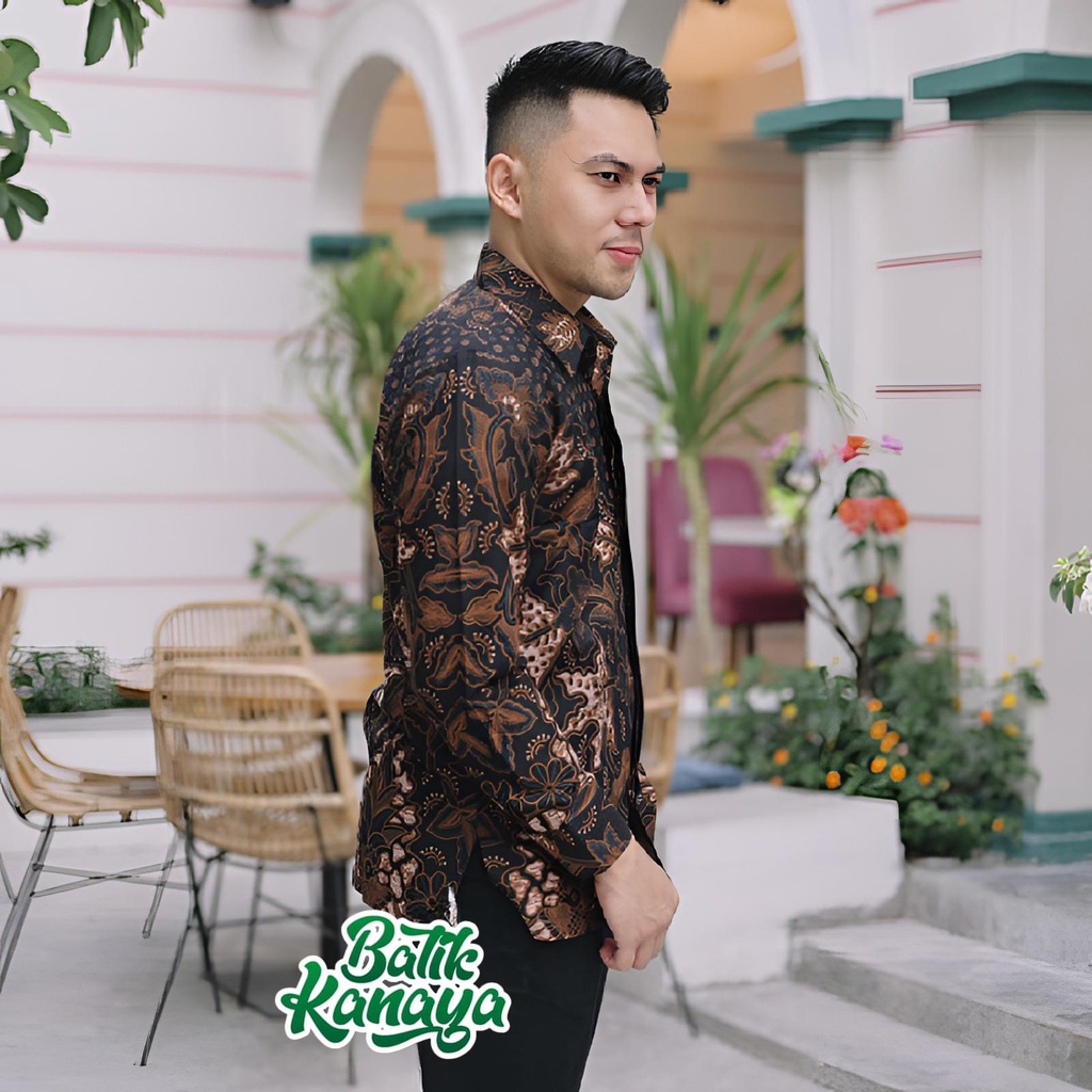 Kanaya Kemeja Batik Pria Lengan Panjang Full Furing Bahan Katun Sragenan PERWIRO