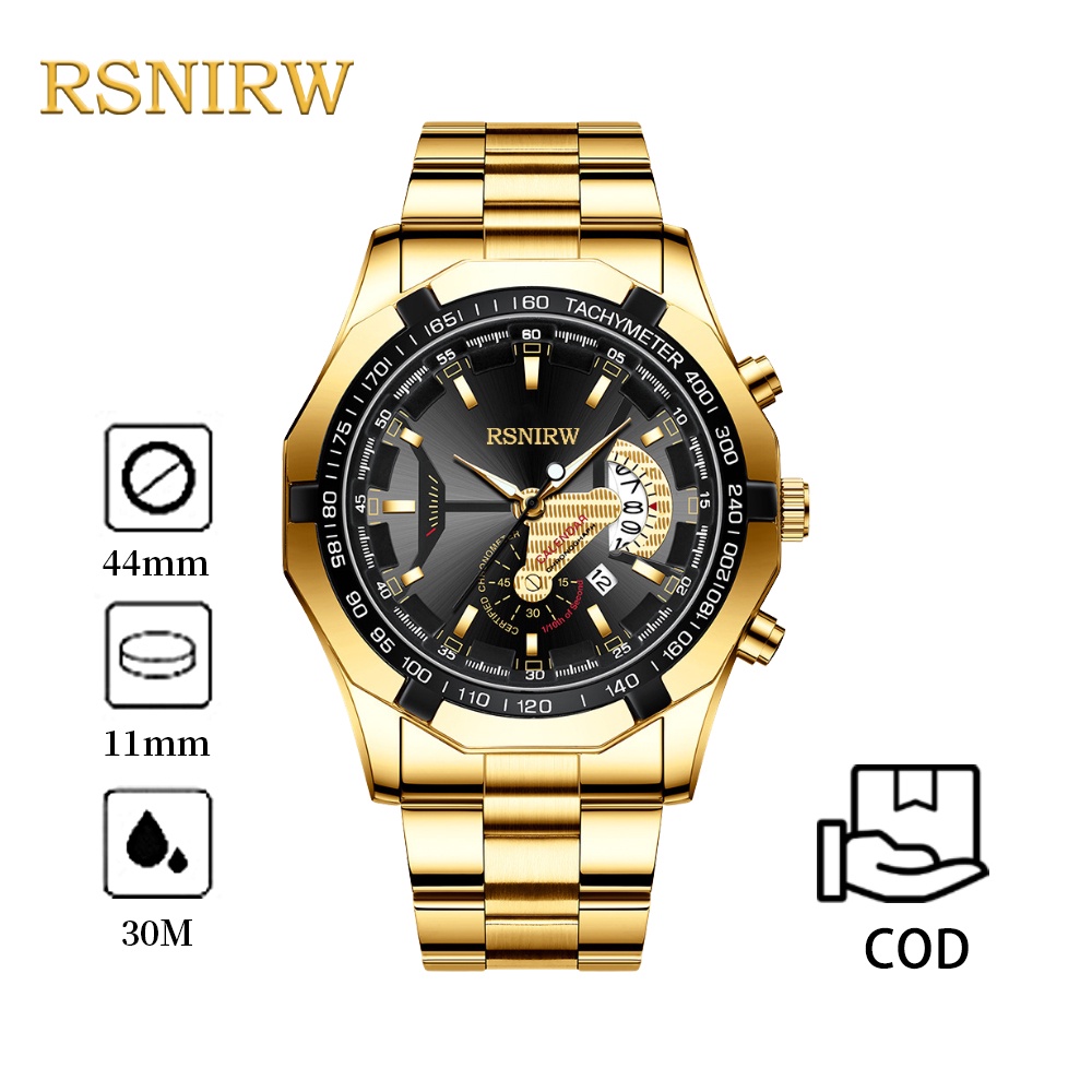 (Grosir Jam Tangan Pria)COD✔Jam Tangan Pria RSNIRW Anti Air Original Luxury  Metal Watch Kode S001 T