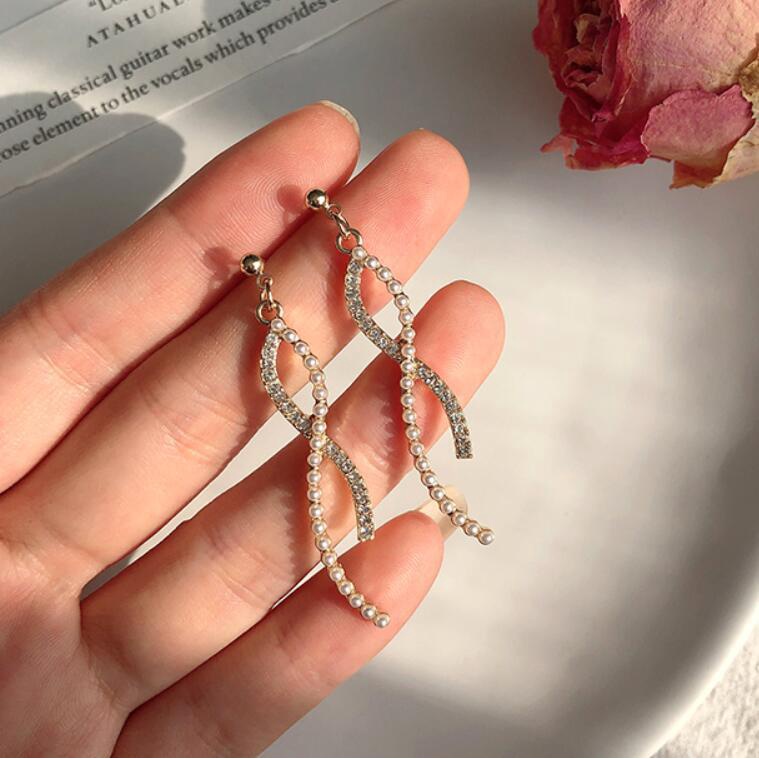 925 jarum perak kepribadian Fashion cross kurva anting-anting baru trendi Korea anggun online influe