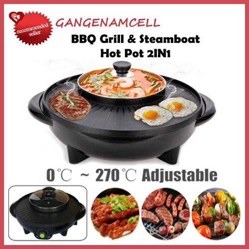 Steamboat Elektrik Fleco F-602 - Panci Elektrik 2 In 1 BBQ Dan Steamboat Tidak Lengket Saat Digunakan