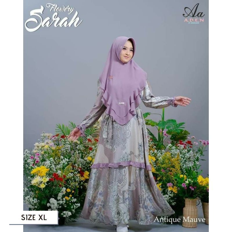 Gamis Dewasa Flowery Sarah Dress Set Aden Hijab