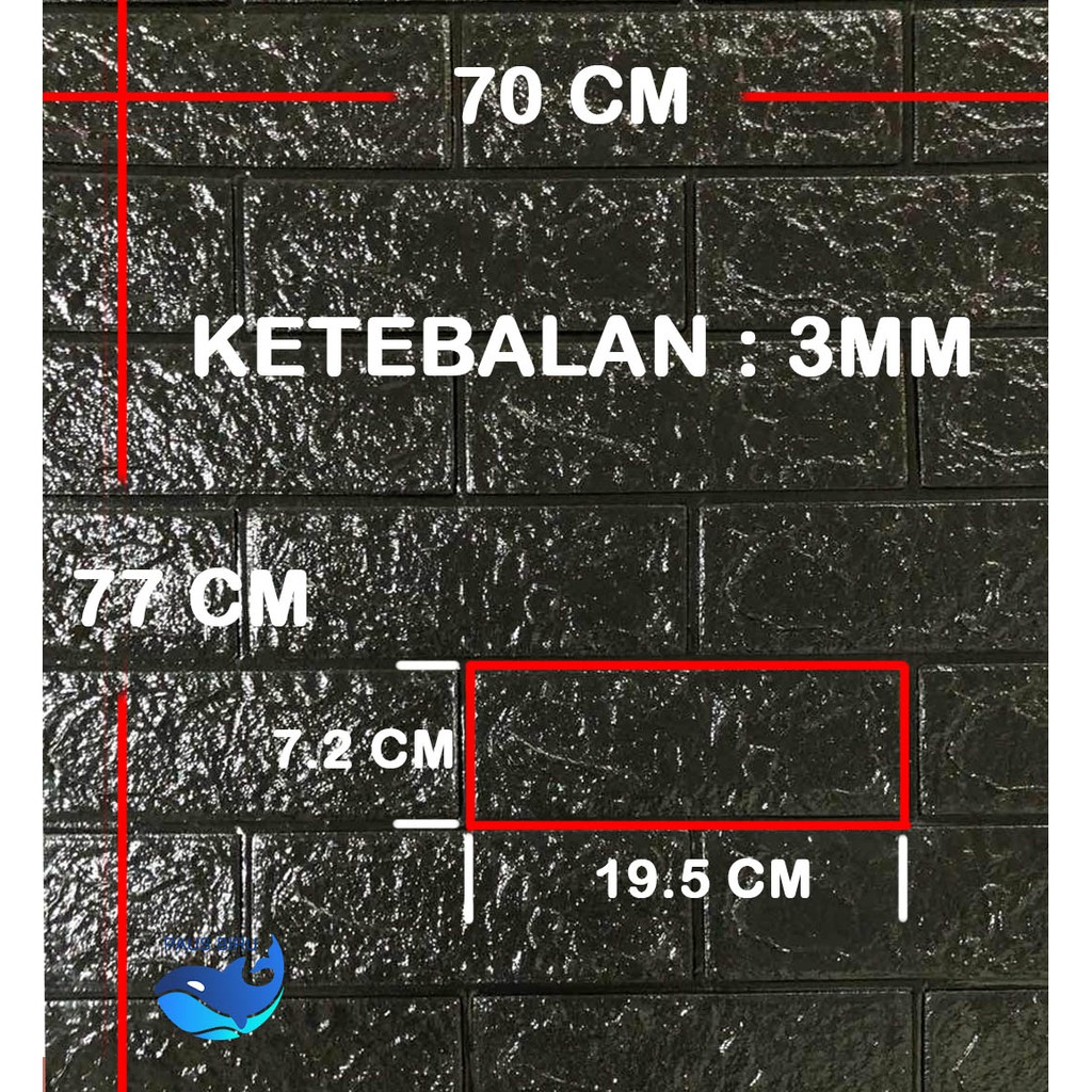 PALING MURAH ! Wallpaper Dinding FOAM Timbul 3D Bata Putih CLASSIC BRICK 70 x 77 cm | Tebal 3mm-W78 PROMO HITAM 3mm