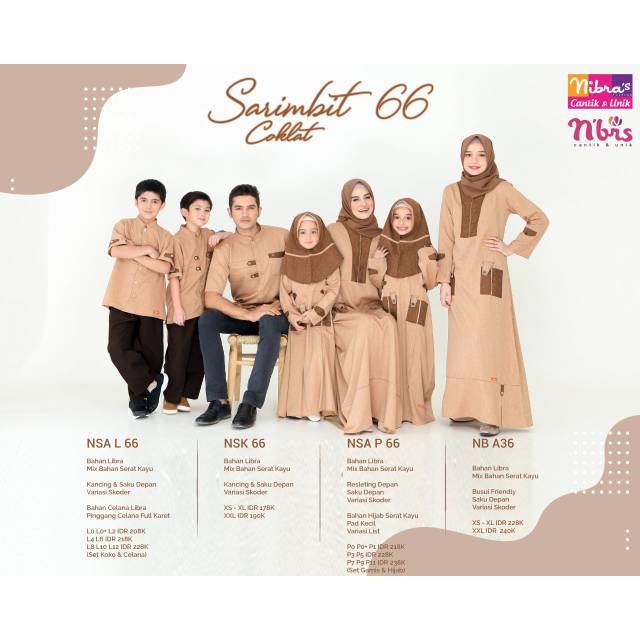 Nibras sarimbit 66 coklat /gamis sarimbit keluarga/gamis family / gamis nibras /