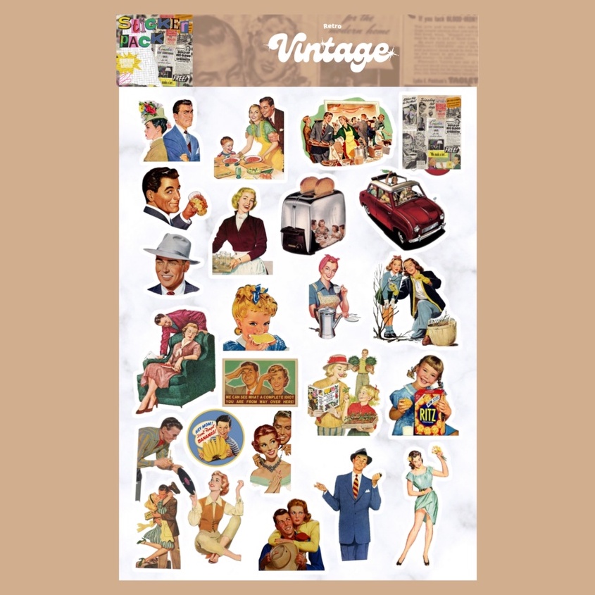 

Retro Vintage Sticker Sheet