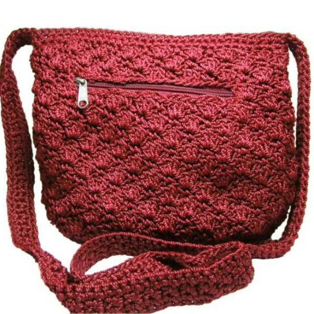 Tas Rajut Tanggung /Tas Rajut Nilon /Tas Slempang /Tas Handmade /Rajutan Bali