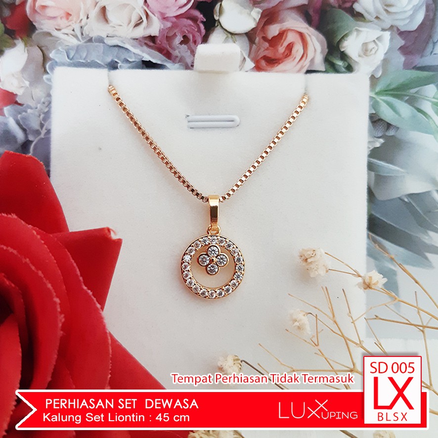 SD 005 Perhiasan Set Wanita Dewasa Kalung Anting Perhiasan Emas Imitasi Murah Kalung Liontin Bunga Tanpa Kotak Display Perhiasan Tidak Termasuk Kotak Anting Luxx Xuping Set