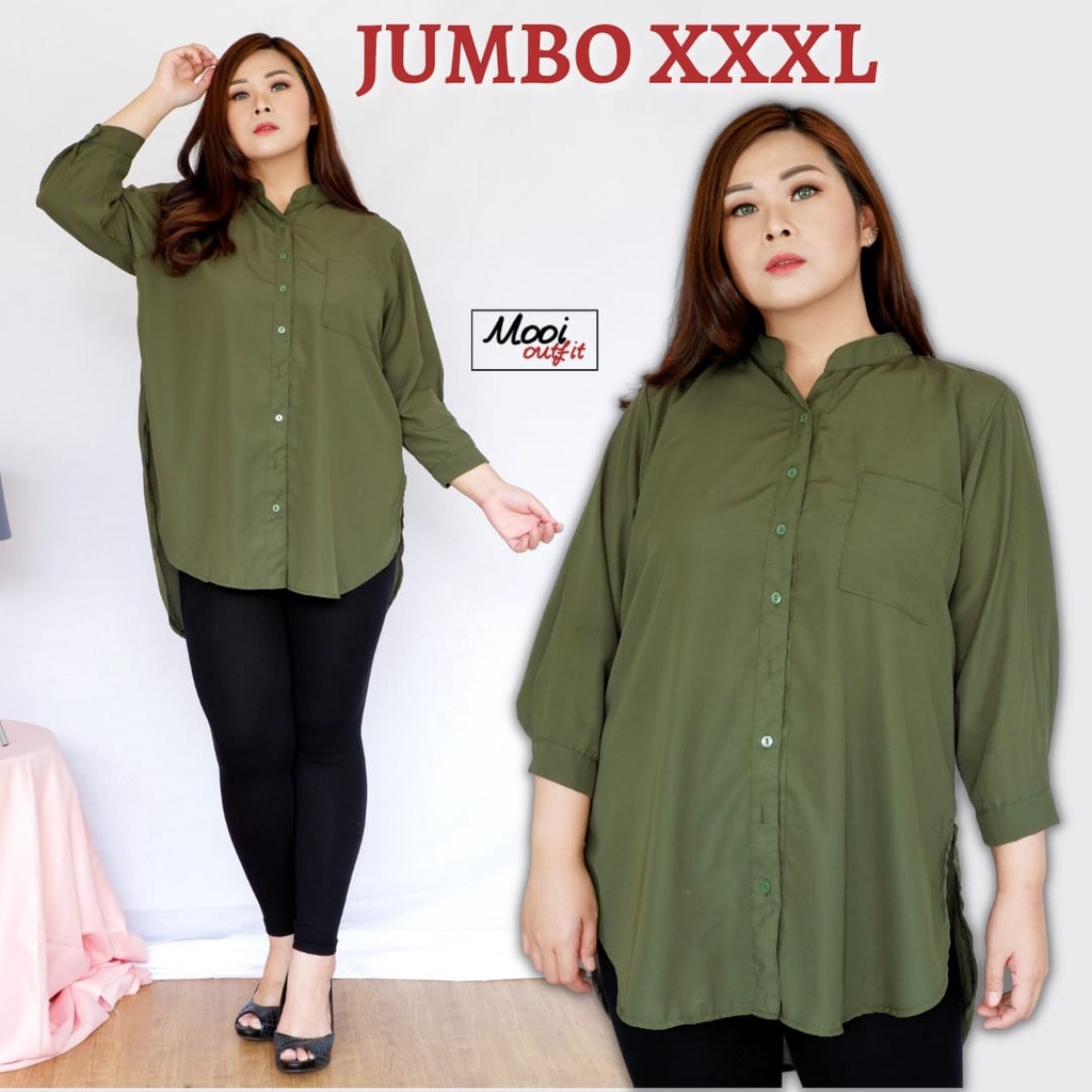 Kemeja Tunik Jumbo Terbaru / Tunik Kemeja Krah Shanghai Kekinian / Tunik Jumbo Xxxl Ld 120 Modern / Tunik Jumbo Busui / Baju Tunik Jumbo / Tunik Jumbo Ld 130 / Tunik Wanita Jumbo  / Tunik Wanita Terbaru Kekinian / Tunik Kemeja Wanita Jumbo Murah