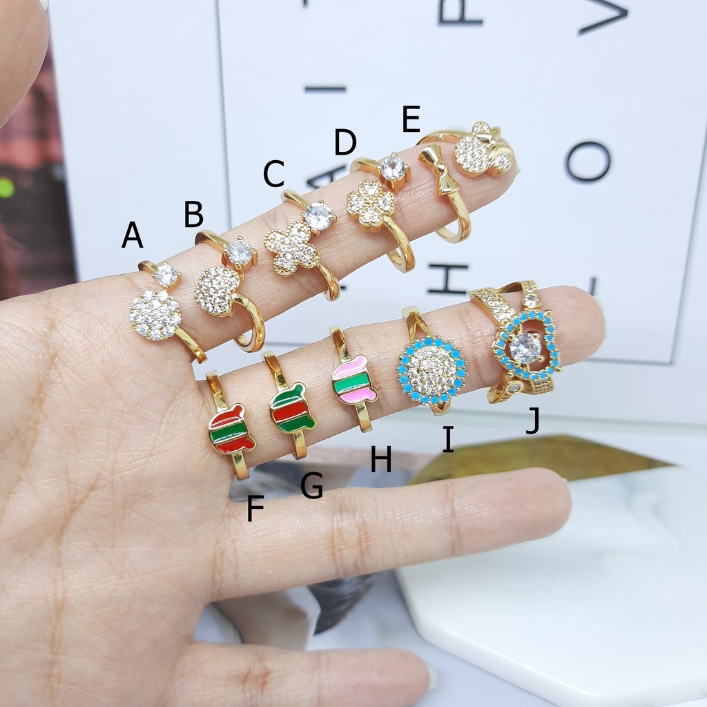 Cincin Xuping Model Elegan Batu Warna Korea Lapis Emas - BR567