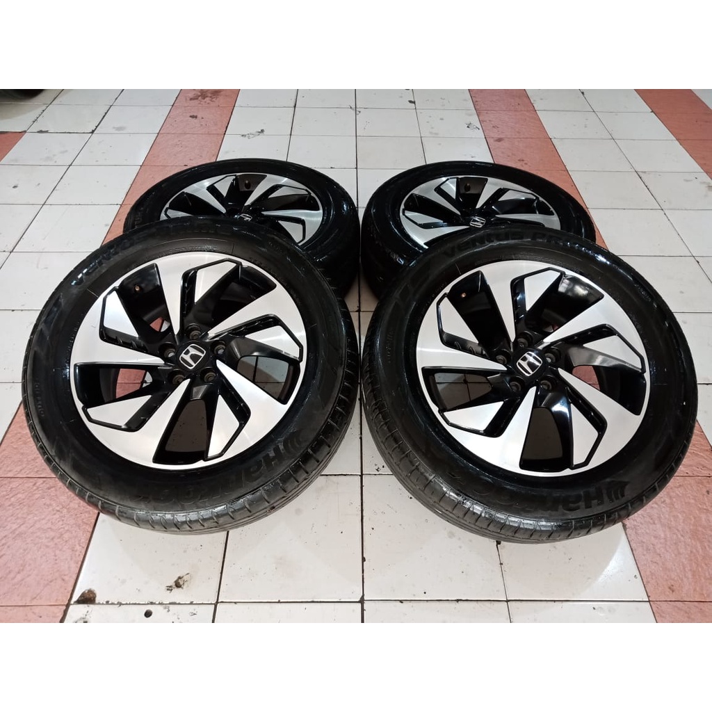 velg mobil bekas ring 18 lubang 5x114 copotan mobil crv turbo warna hitam polis ( velg only )