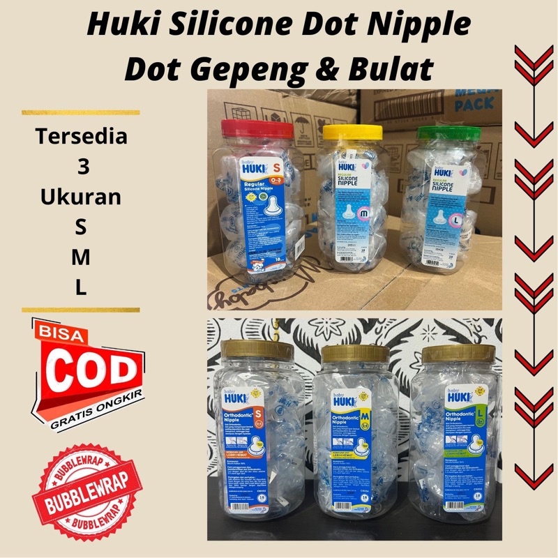 Huki Nipple Silicone Dot Bulat &amp; Gepeng - Dot Botol Susu Bayi