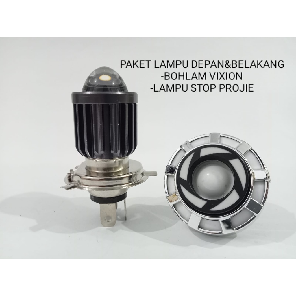 BOHLAM VIXION LED PUTIH PUTIH+LAMPU STOP PROJIE_ALL MOTOR SOKET 3 KAKI