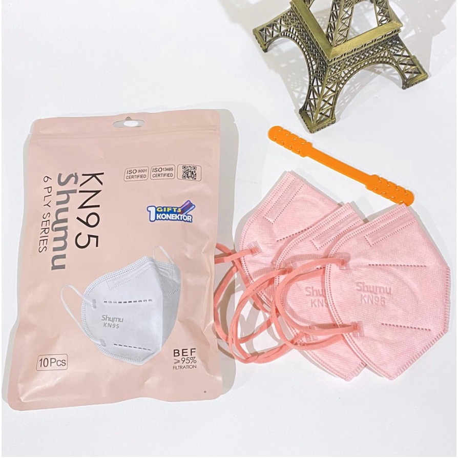 Masker Medis KN95 6 PLY Shumu Warna Nude Segel Pabrik Izin AKD Kemenkes (FREE KONEKTOR)