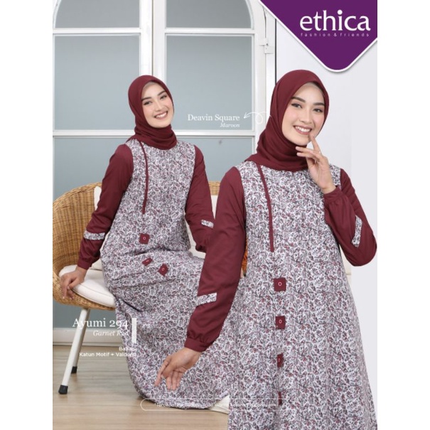 Ayumi 294 Garnet red & Oak buff gamis ethica terbaru