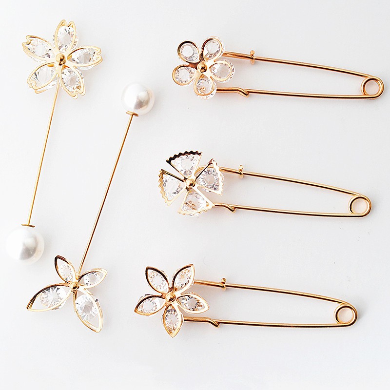 Bros Bunga Mutiara Bros Diamond Flower Brooch Aksesoris Fashion Bunga Bros