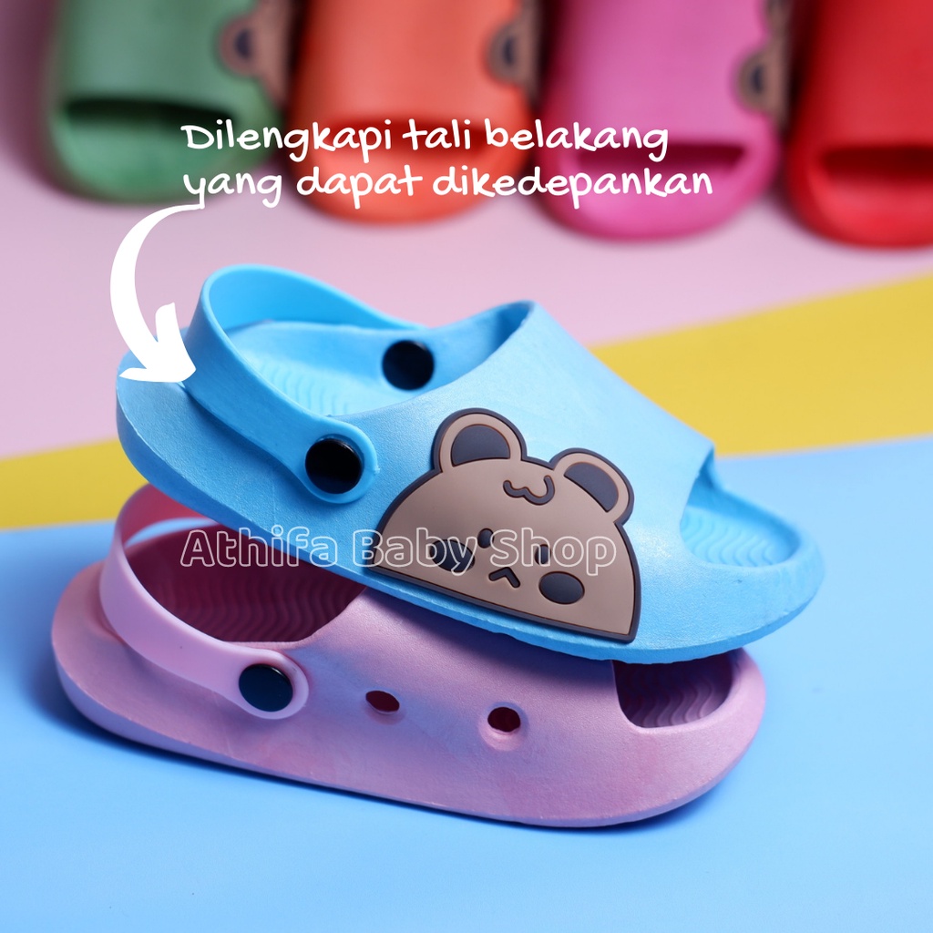 Sepatu Sandal Slop Gunung Anak Balita Bayi Perempuan Karakter Kelinci Beruang Laki Lelaki Cowok Cewe Usia 6 7 8 9 10 11 Bulan 1 2 3 4 5 6 7 Tahun Sendal Karet PCU Import -Laluna- 21337