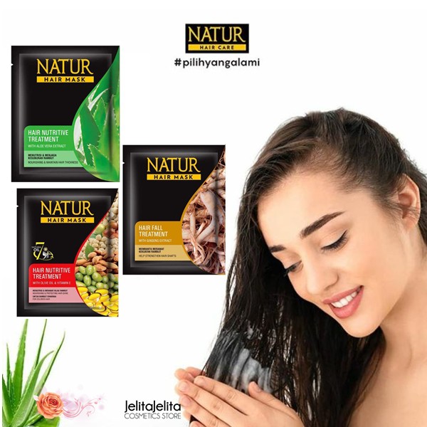 Natur Hair Mask Treatment GINGSENG / ALOEVERA / VITAMIN E / Masker Rambut Rontok / Penyubur Rambut