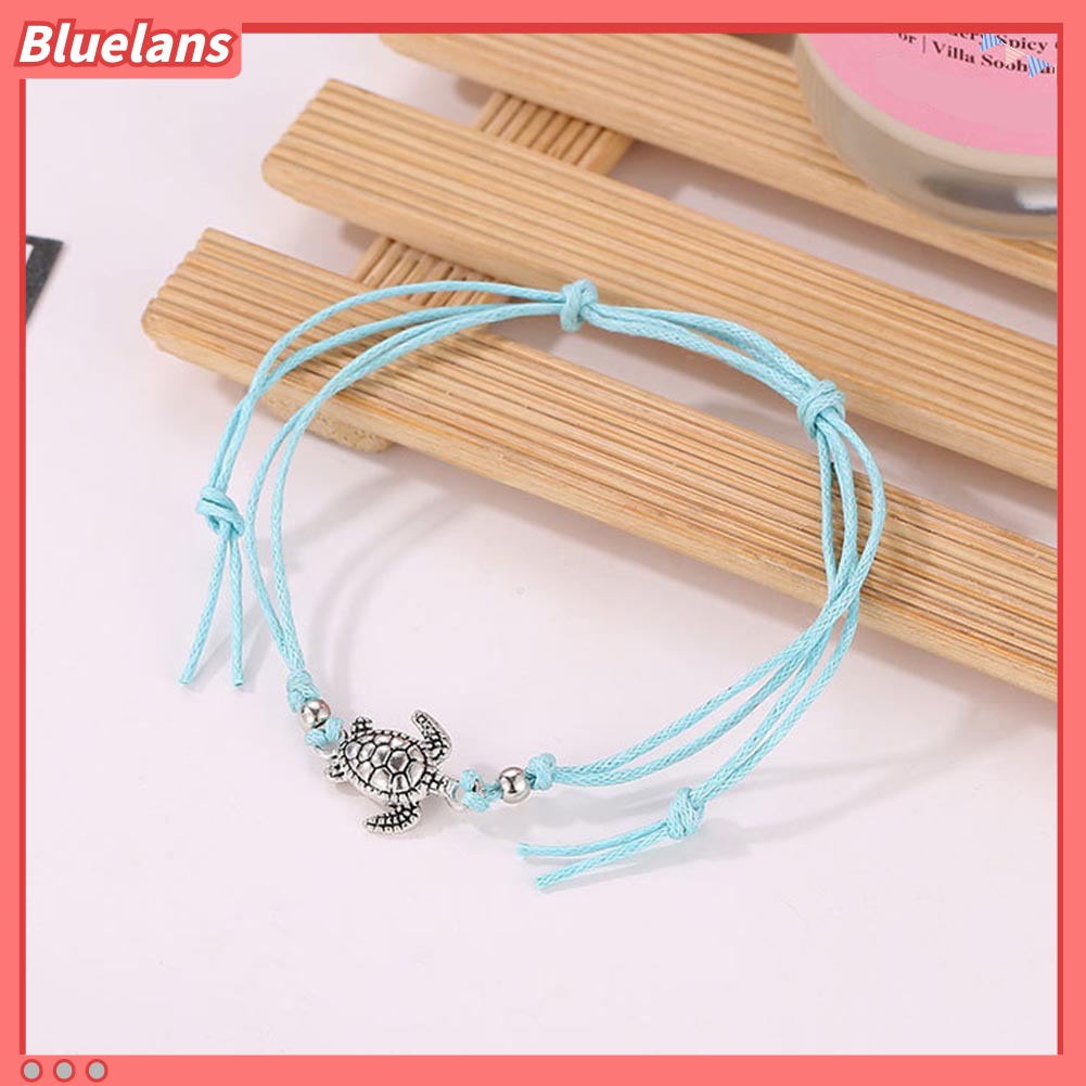 Bluelans Vintage Turtle Charm Handmade Woven Ankle Bracelet Anklet Women Beach Jewelry