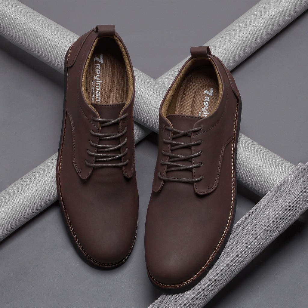 BRIDGE SERIES ORIGINAL x REYL MAN Sepatu Semi Formal Pria Pantofel Tali Kerja Kantor Dinas Resmi Guru Kantoran Pesta Resepsi Pernikahan Kondangan Nikah Undangan Wedding Kuliah Casual Black Brown Derby Oxford Semi Kulit Premium Footwear Keren Terbaru