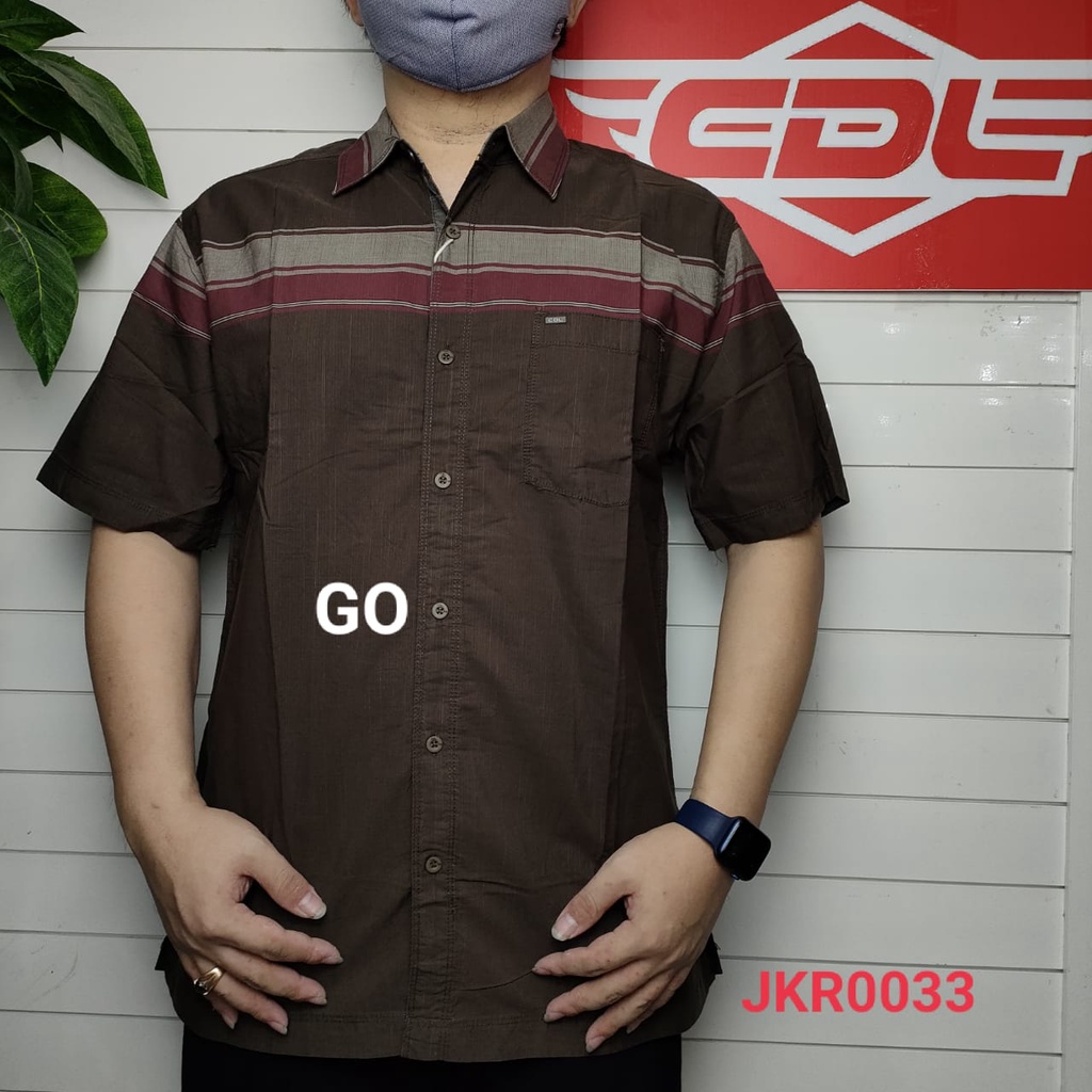 gos KSJ CDL By (CARDINAL) Pakaian Pria Kemeja Hem Casual Reguler Lengan Pendek Kotak Garis Distro Original