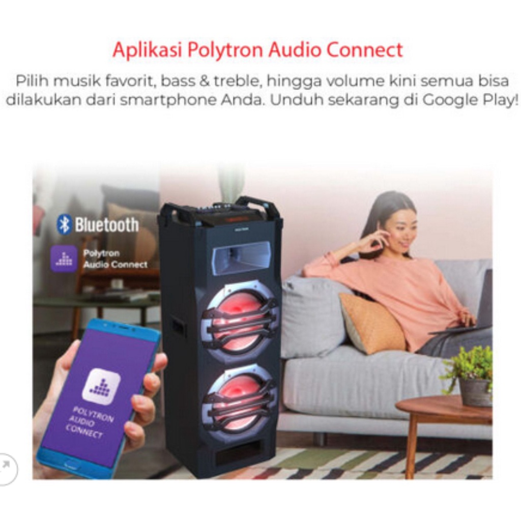 SPEAKER AUDIO POLYTRON PTS 12KF25 USB BLUETOOTH ACTIVE MIC