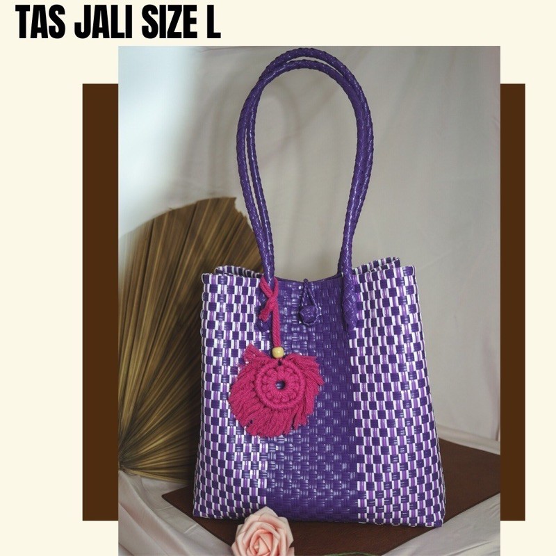 Tas Jali Anyaman Plastik Premium L Warna Ungu