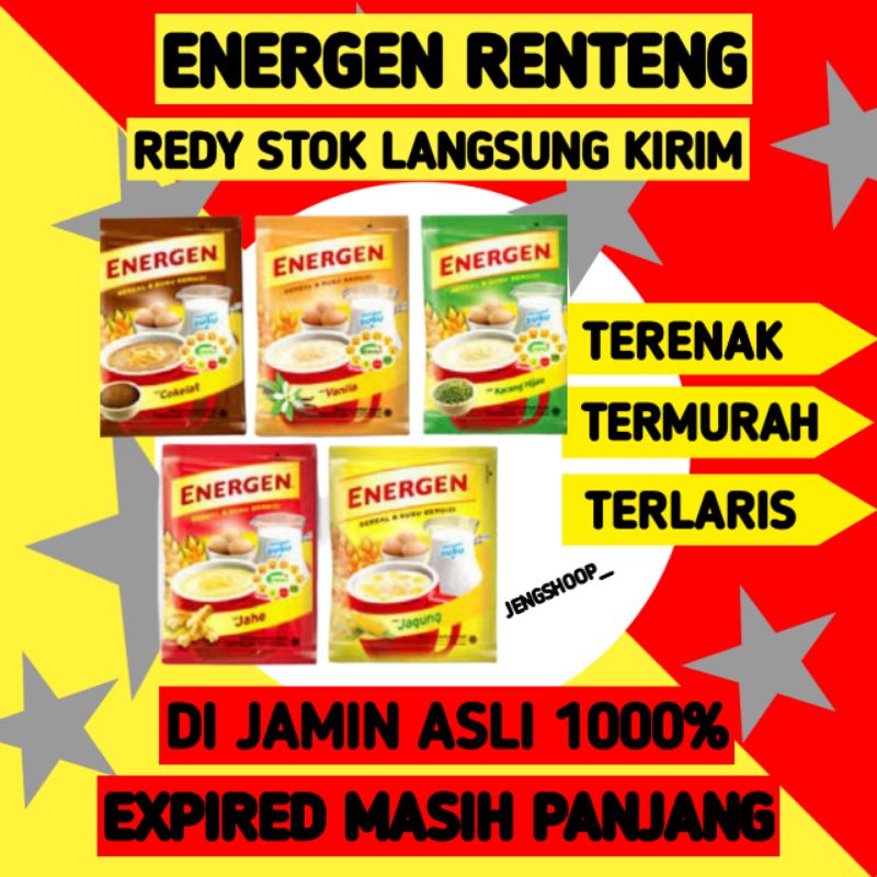ENERGEN SEREAL COKLAT VANILLA KACANG IJO JAHE JAGUNG 1 RENTENG RENCENG