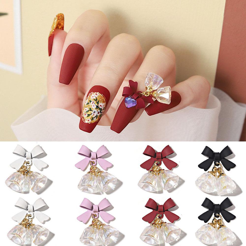 Mxbeauty Perhiasan Nail Art Halus Mewah Mengkilap 3D Bownot Nail Rhinestones