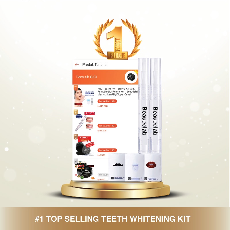 Beaudelab Deluxe Pemutih Gigi Permanen | Teeth Whitening Kit | Alat Pemutih Gigi Cepat Lampu LED