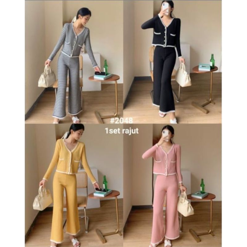 One set pants rajut chanel premium import bangkok