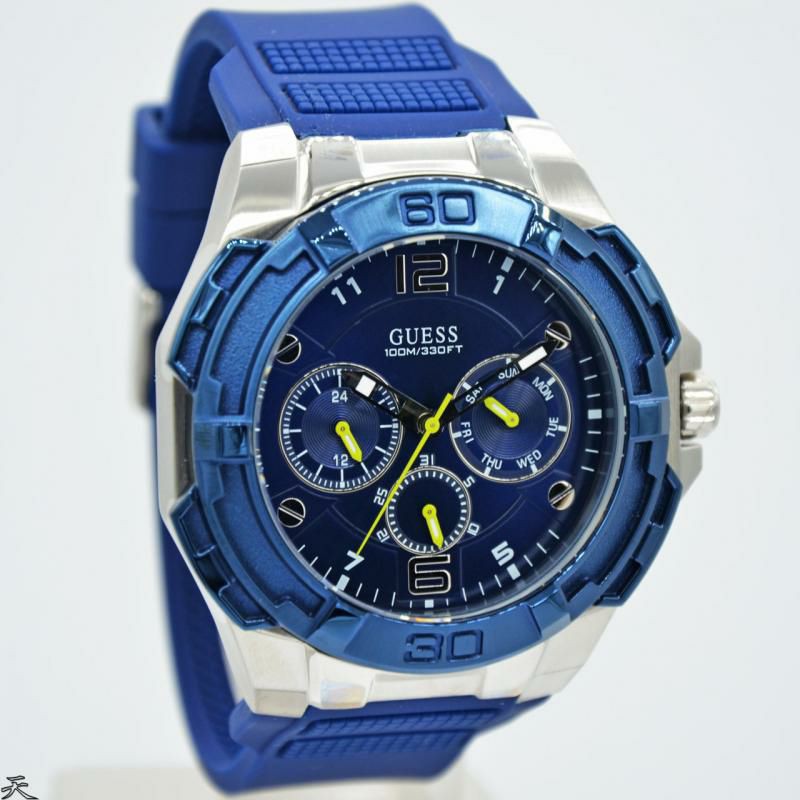 Jam Tangan pria Guess W1254G1 W1254G3 Rubber Silicon Blue Original Murah