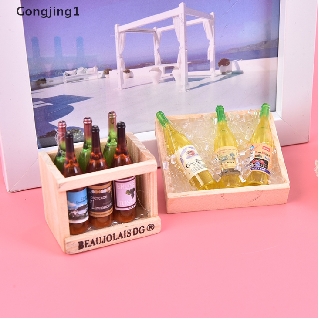 Gongjing1 Mainan Miniatur Botol Wine Skala 1: 12 Untuk Aksesoris Rumah Boneka